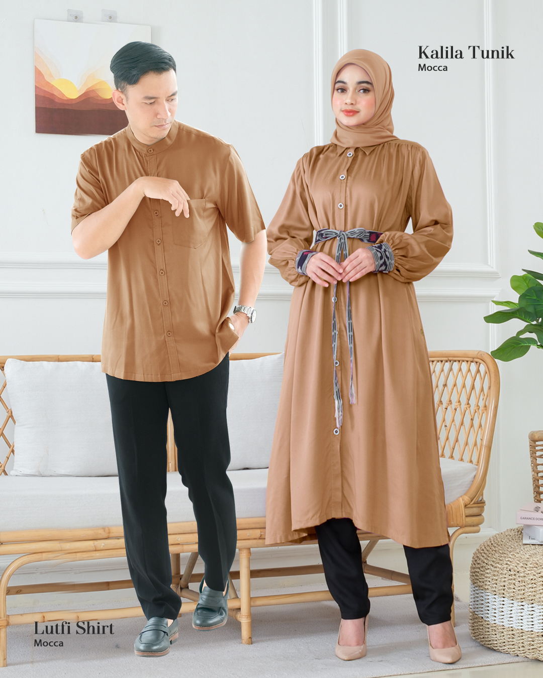 Couple-Kalila-Tunik-x-Lutfi-Shirt-Mocca